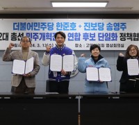 한준호(민주)-송영주(진보) 야권후보 단일화 합의